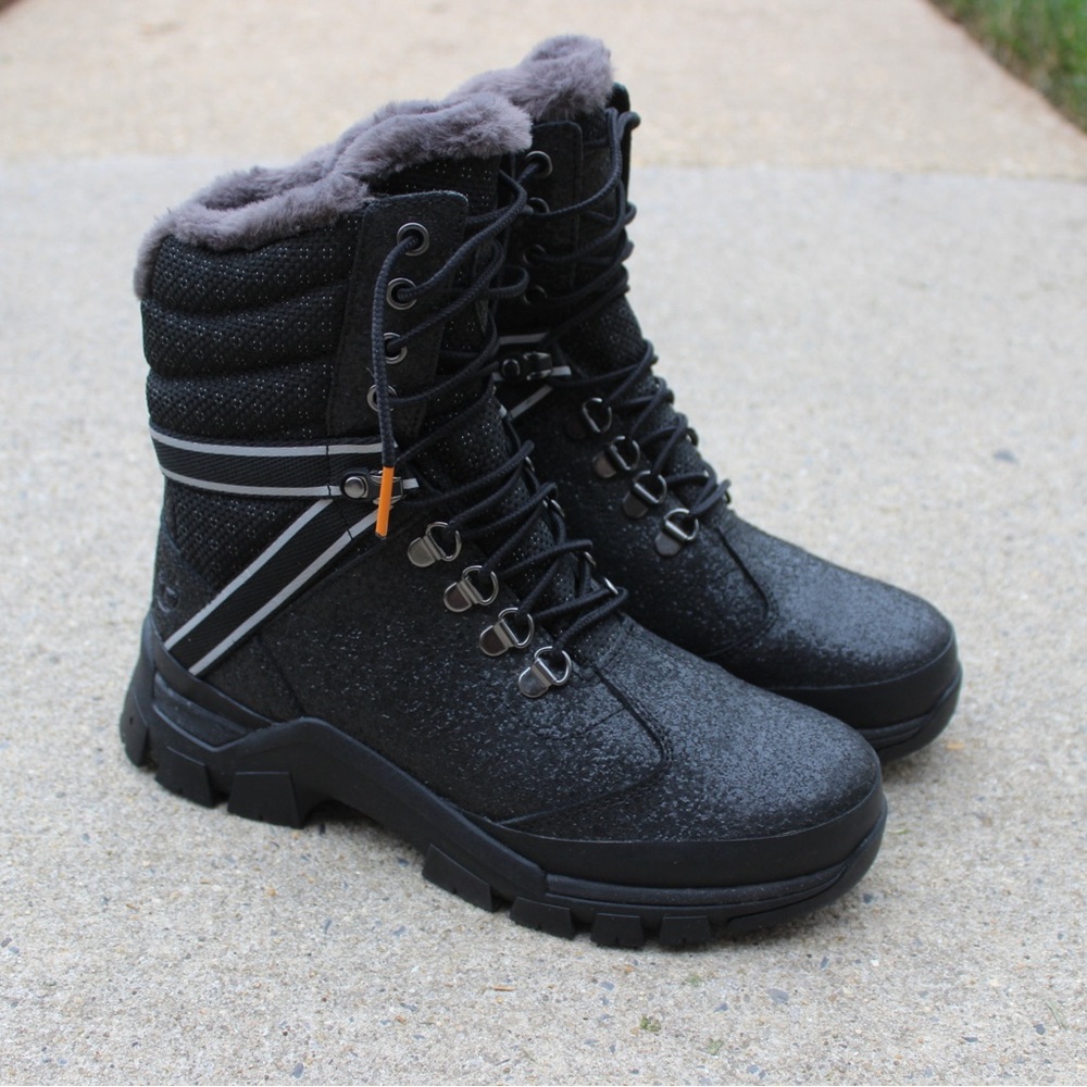 Ladies Timberland Black Crystal Fur Reflective Snow Boots Sz 8.5